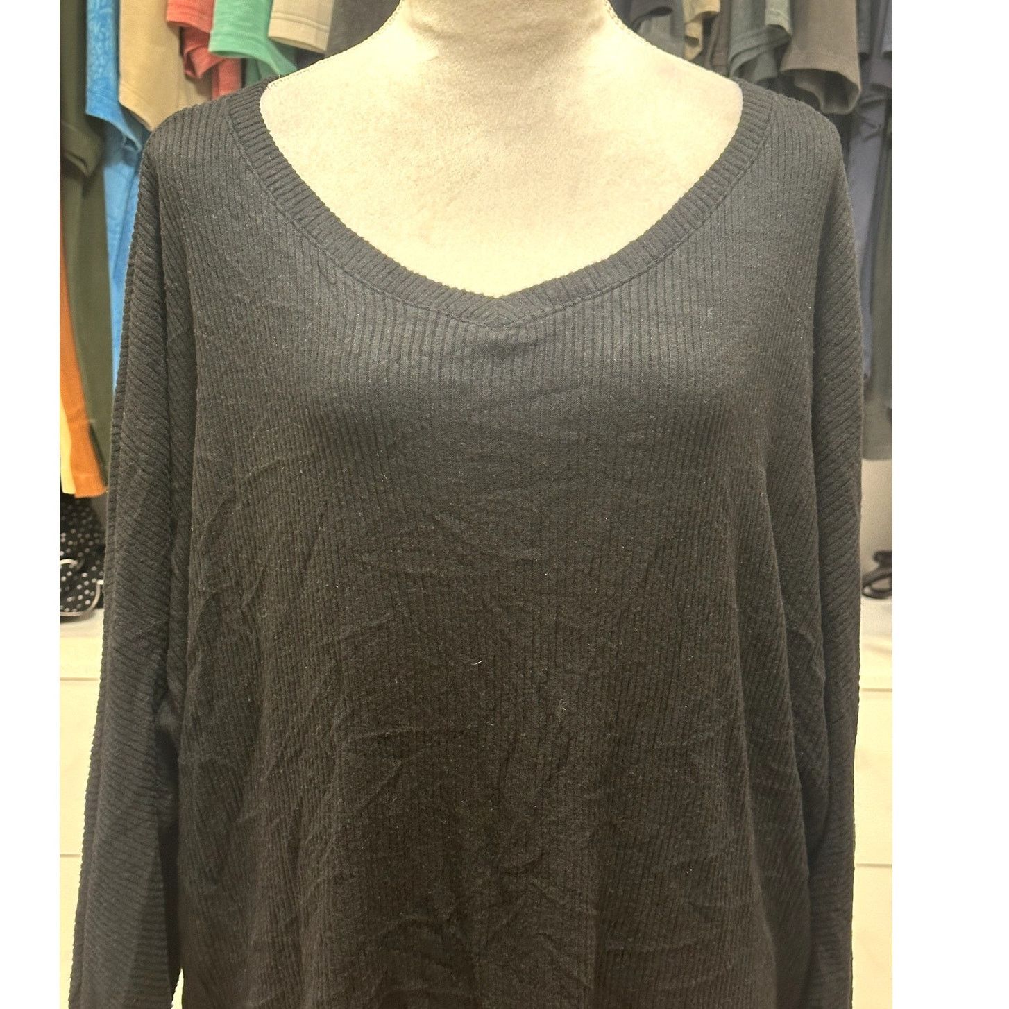 Other Caslon Women's Plus Black Long Sleeve Ribbed Sweater 2X NWOT Size XXL / US 16-18 / IT 52-54 - 2 Thumbnail