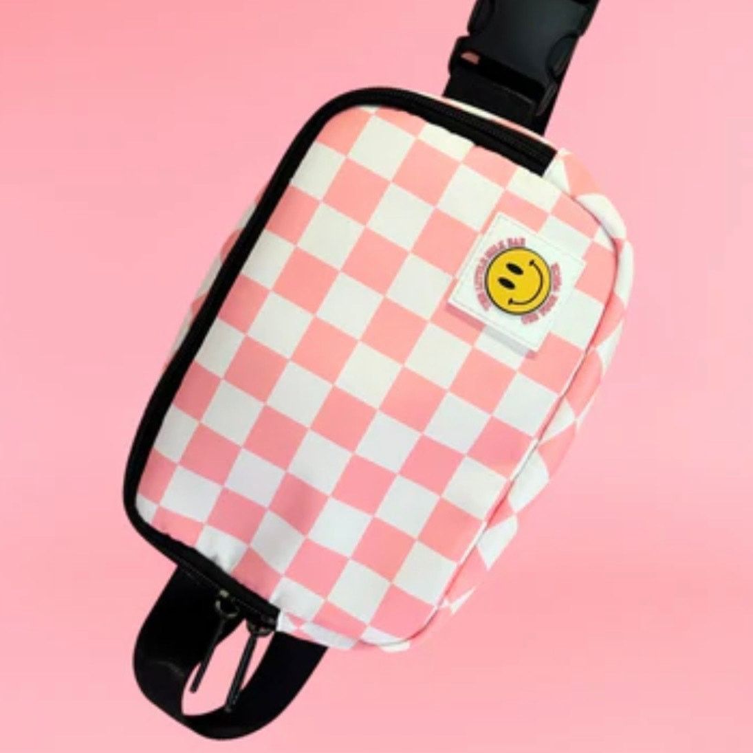 Other The Little Milk Bar Pink Checkered Smiley Face Fanny Pack Be Size ONE SIZE - 1 Thumbnail