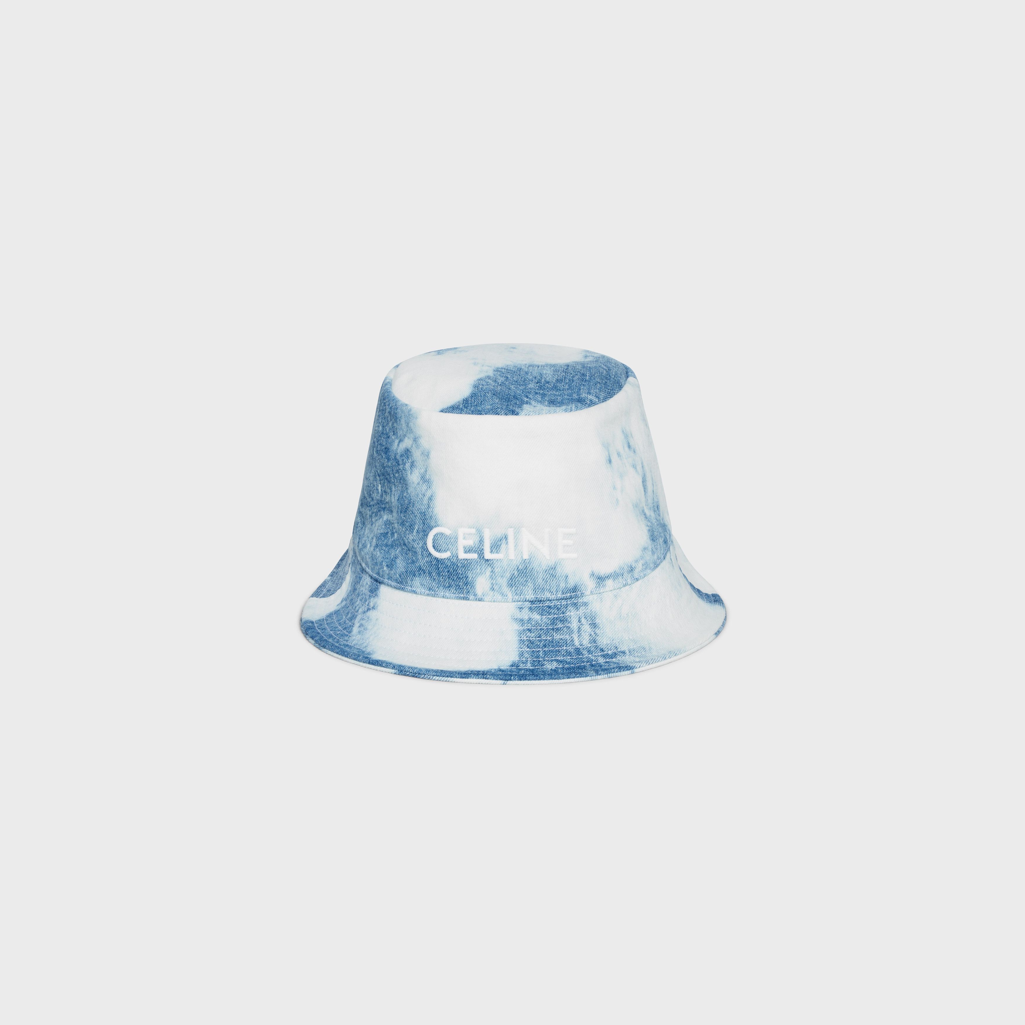 【CELINE】CROCHETED BUCKET HAT TRIOMPHE BUCKET HAT IN CROCHETED WOOL AND DENIM - BLUE / OFF