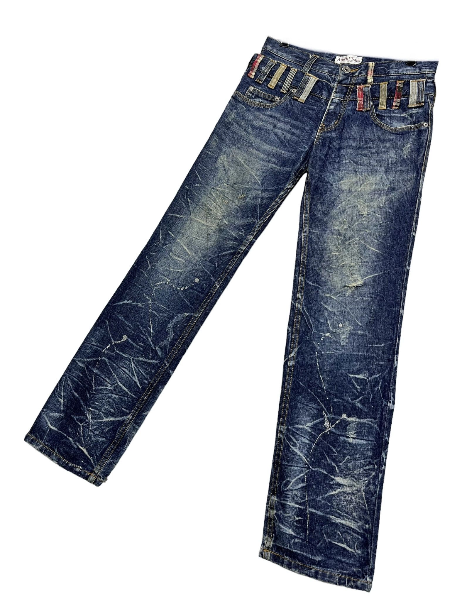 Vintage 🔥ANTFUI Punk Double Waist Claw Mark Whisker Denim Size US 30 / EU 46 - 7 Thumbnail