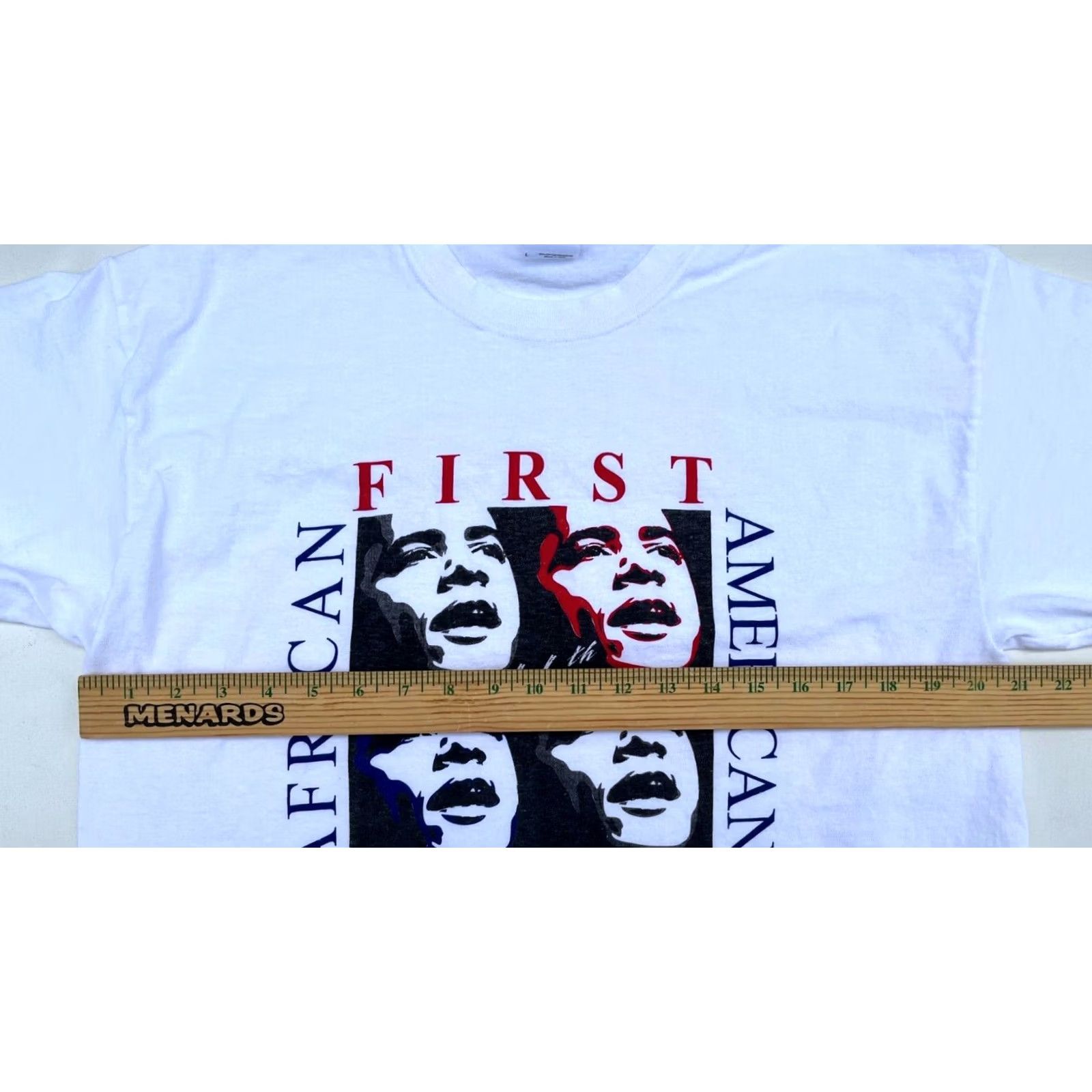 Gildan Obama First African American President T-shirt Unisex Adult L White Gildan Heavy Cotton Shirt USA Size US L / EU 52-54 / 3 - 7 Thumbnail