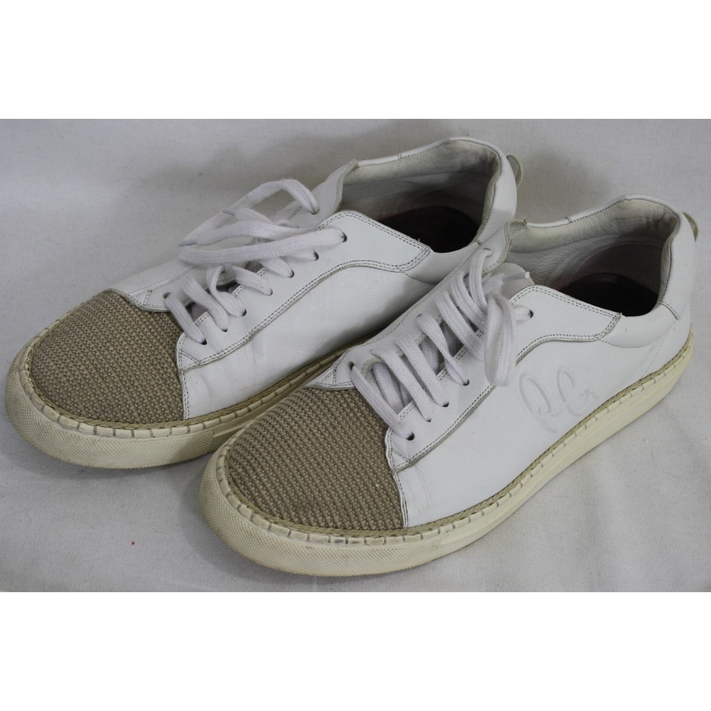 Robert Graham Robert Graham Sneakers Mens 10 White Leather Woven Toe Size US 10 / EU 43 - 2 Thumbnail
