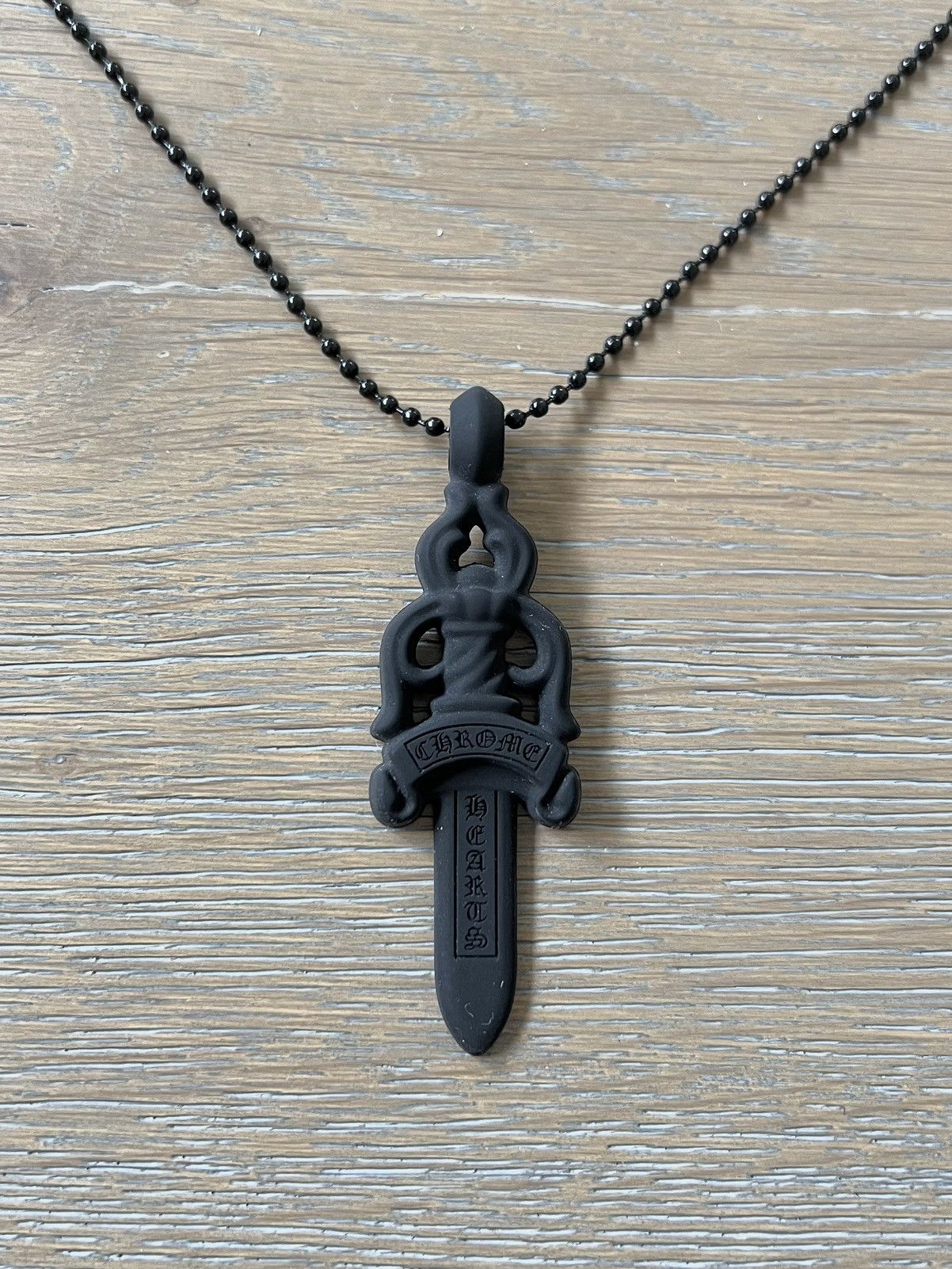 Pre-owned Chrome Hearts Silicone Dagger Necklace Black