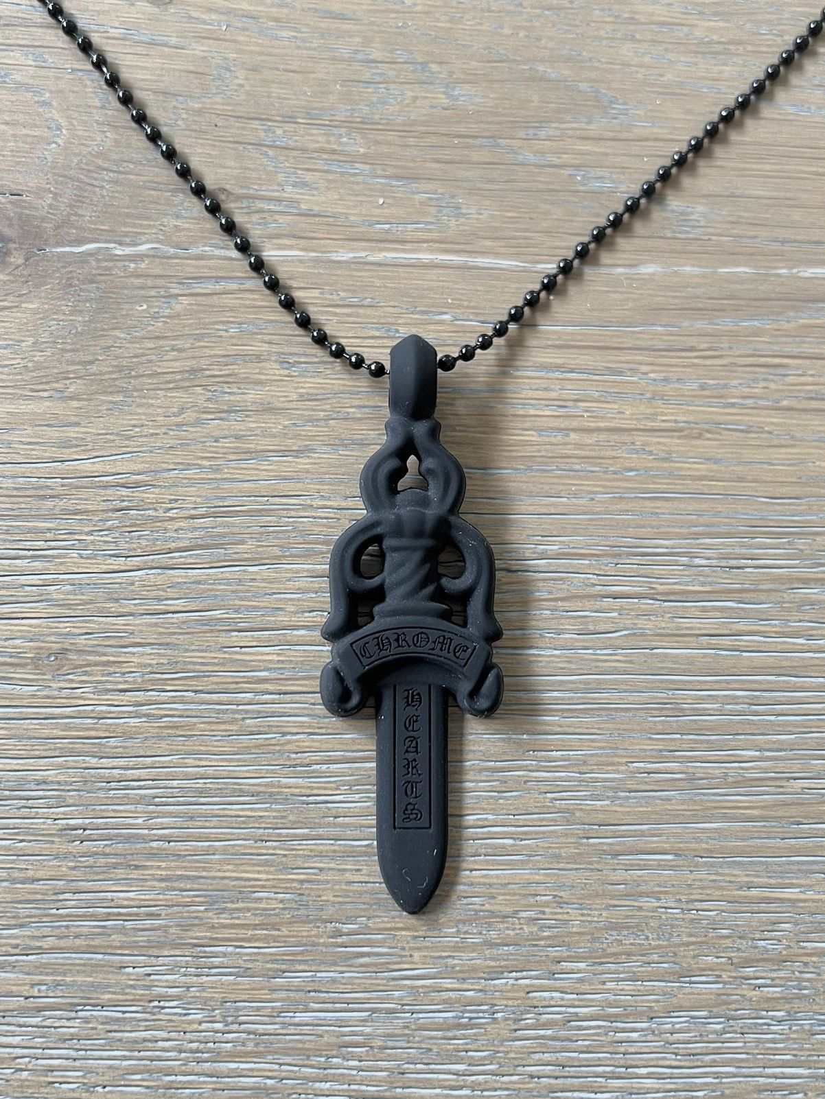 image of Chrome Hearts Silicone Dagger Necklace Black, Men's