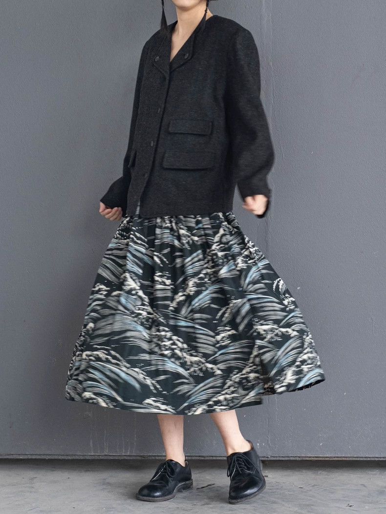 Kenzo KENZO 1986 Vintage Wave Print Pleated Skirt - dmc Size US 26 / EU 42 - 1 Thumbnail