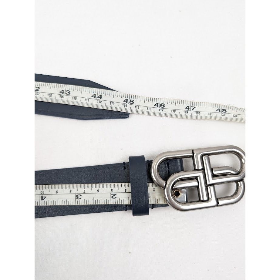 Balenciaga o1rshd1 Size:100 / Natural Calf Large BB Belt in Navy Blue Size 40 - 12 Thumbnail