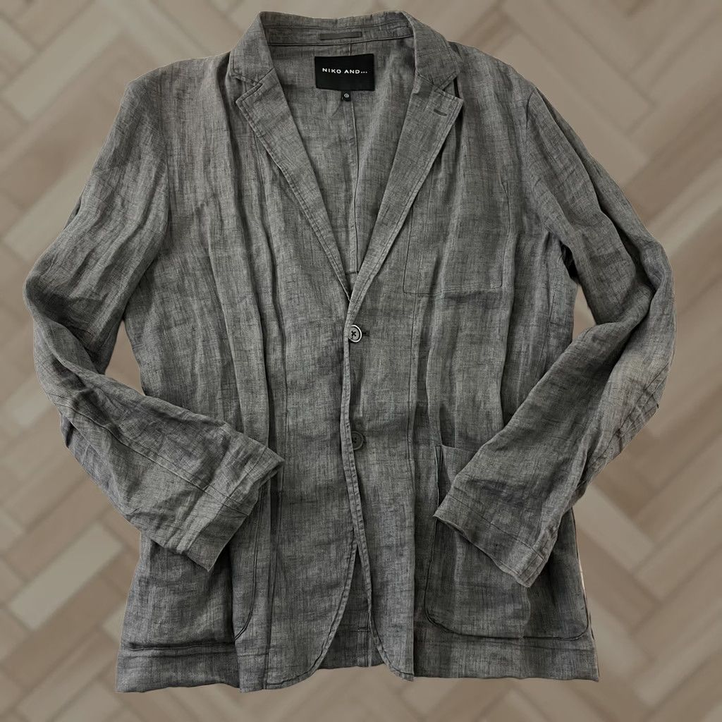 Vintage Niko And... Blazer Top Shirt Womens 3 Blue Gray Linen Button Front 100% Linen Lightweight Blouse Women XS? Size XS / US 0-2 / IT 36-38 - 1 Thumbnail
