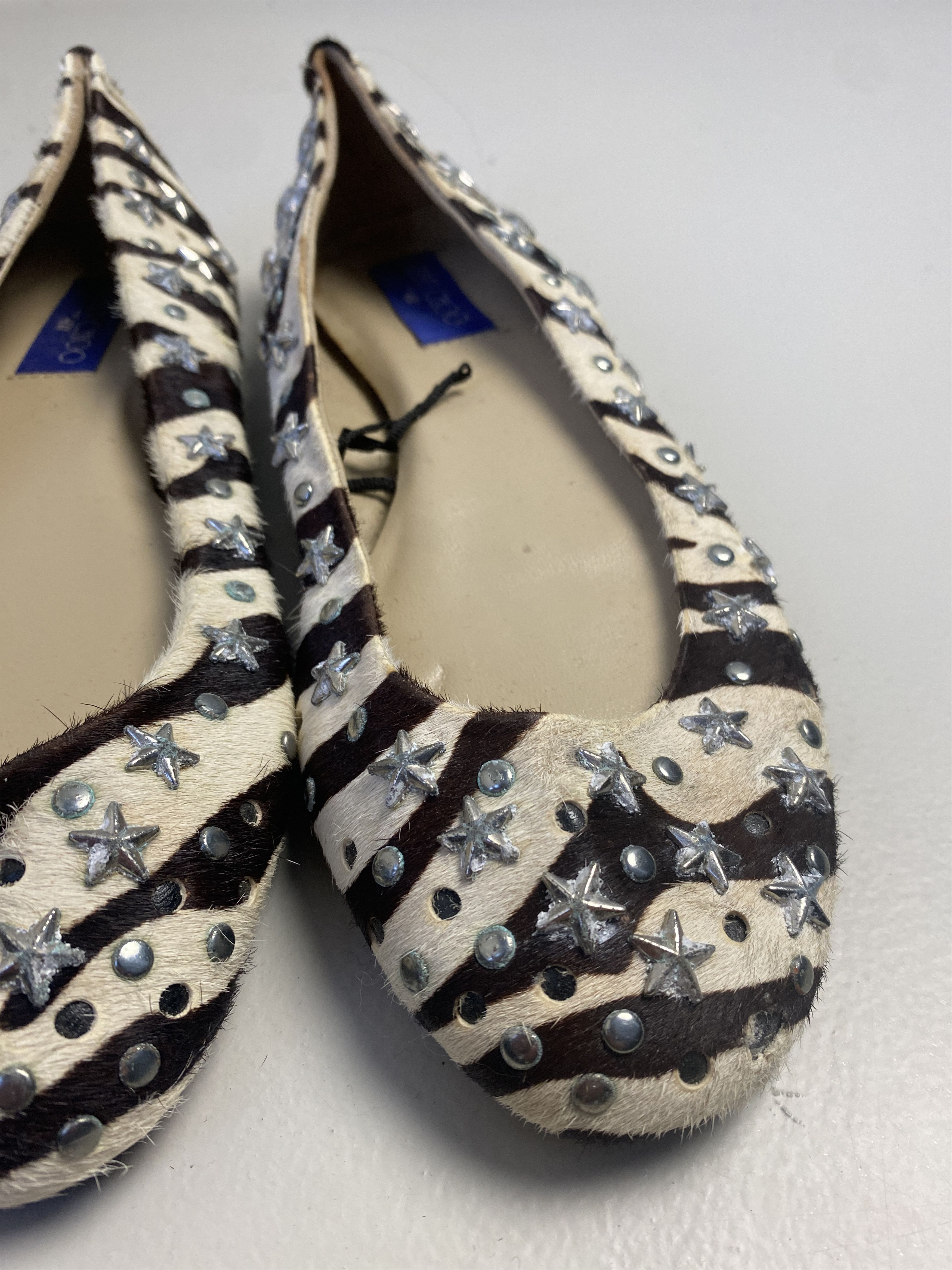 Jimmy Choo Jimmy Choo for H&M leather zebra print flats studded Size US 9 / IT 39 - 3 Thumbnail