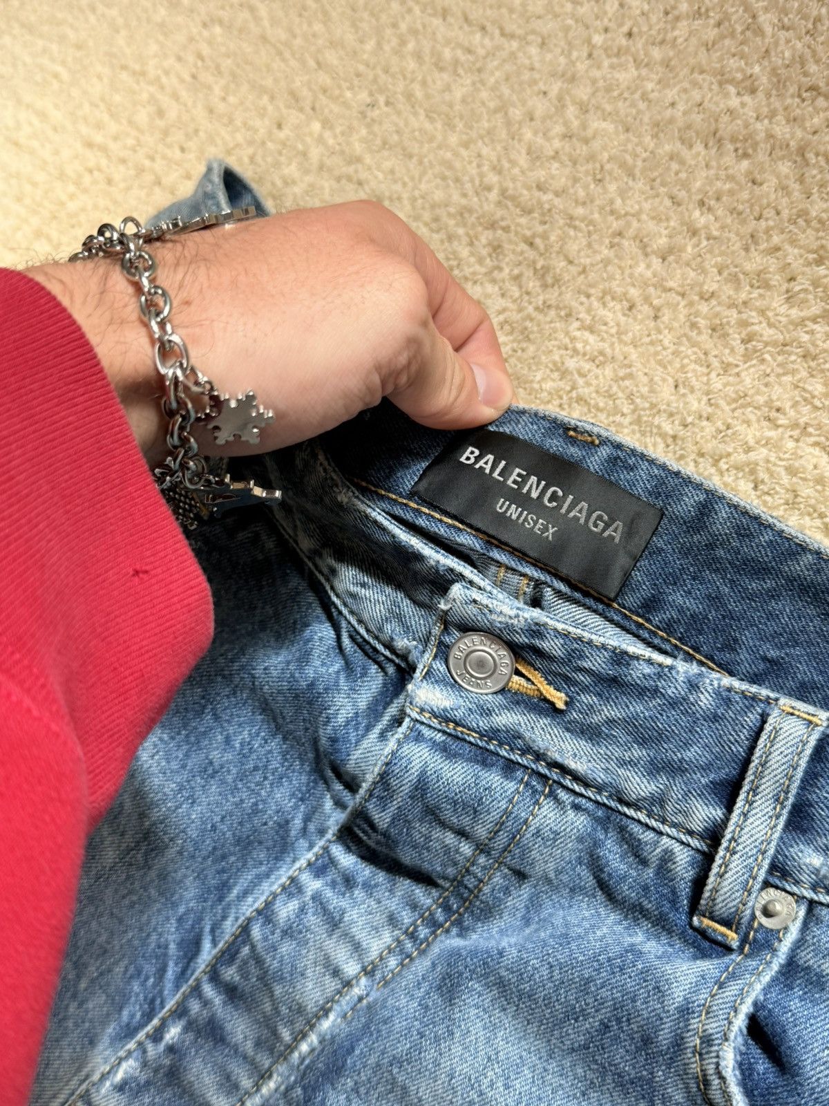 Balenciaga Balenciaga Organic Blue Japanese Denim Dirty Pale Blue Size US 34 / EU 50 - 6 Thumbnail