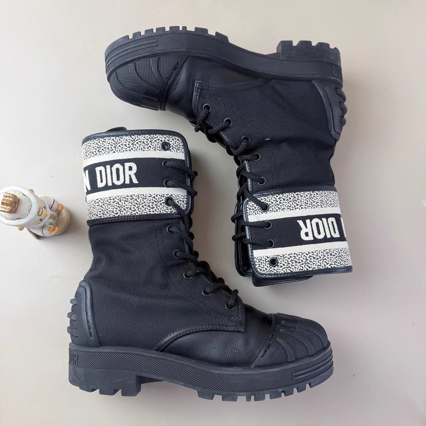 Dior B&W Shelltoe Embroidered Short Boots