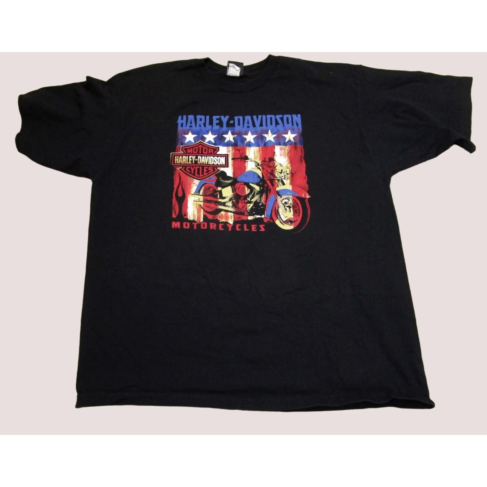 Harley Davidson Harley-Davidson Shirt Men 3XL Black USA Flag Flames Graphic Print T-Shirt Short Sleeve Crew Neck Motorcycles Biker Size US XXL / EU 58 / 5 - 1 Thumbnail