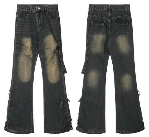 VIBE Unisex Y2K Stacked Baggy Flare Jeans Size US 33 - 4 Thumbnail