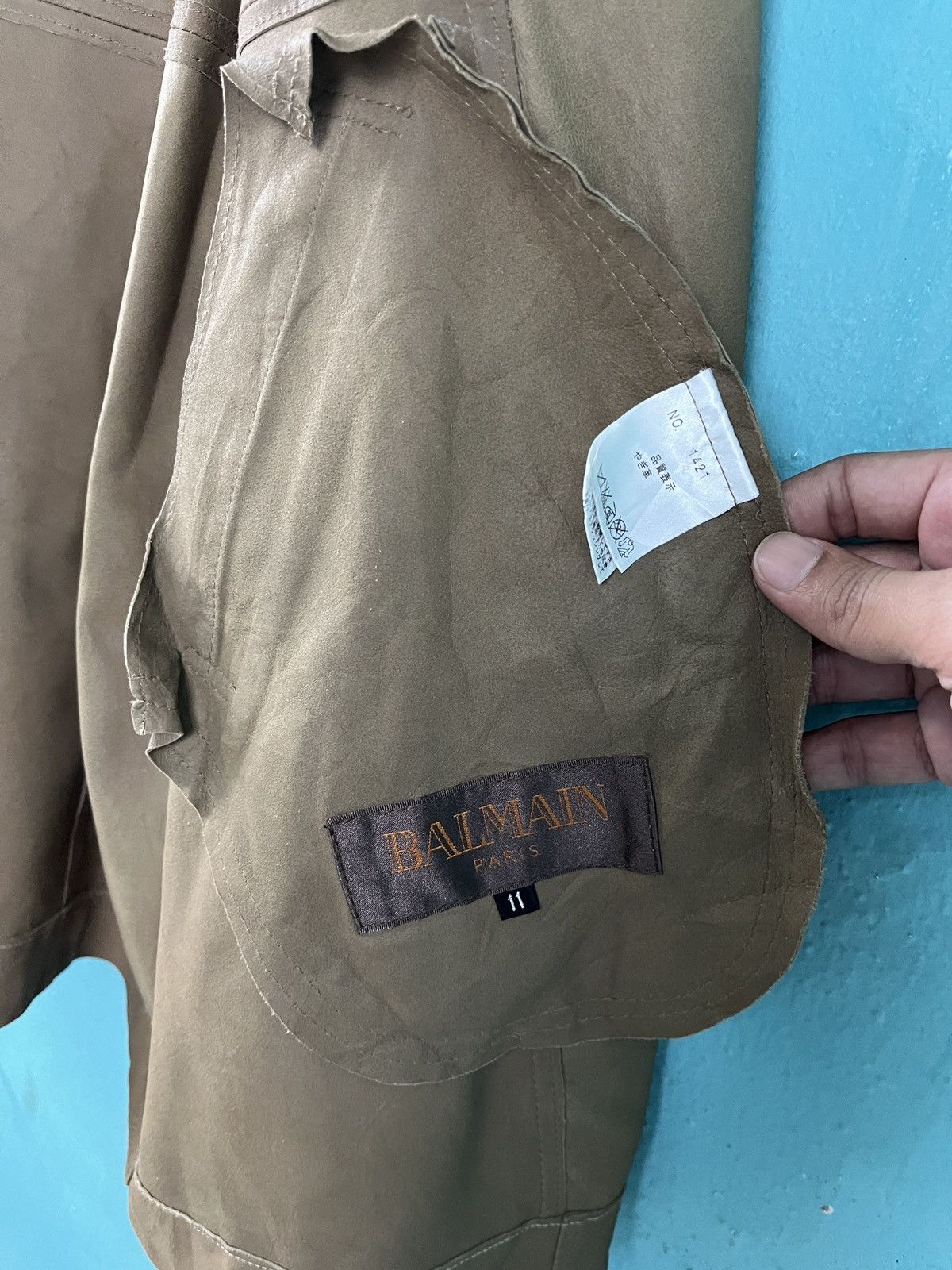 Balmain × Genuine Leather Balmain Paris Suede Leather Coat Size S / US 4 / IT 40 - 8 Thumbnail
