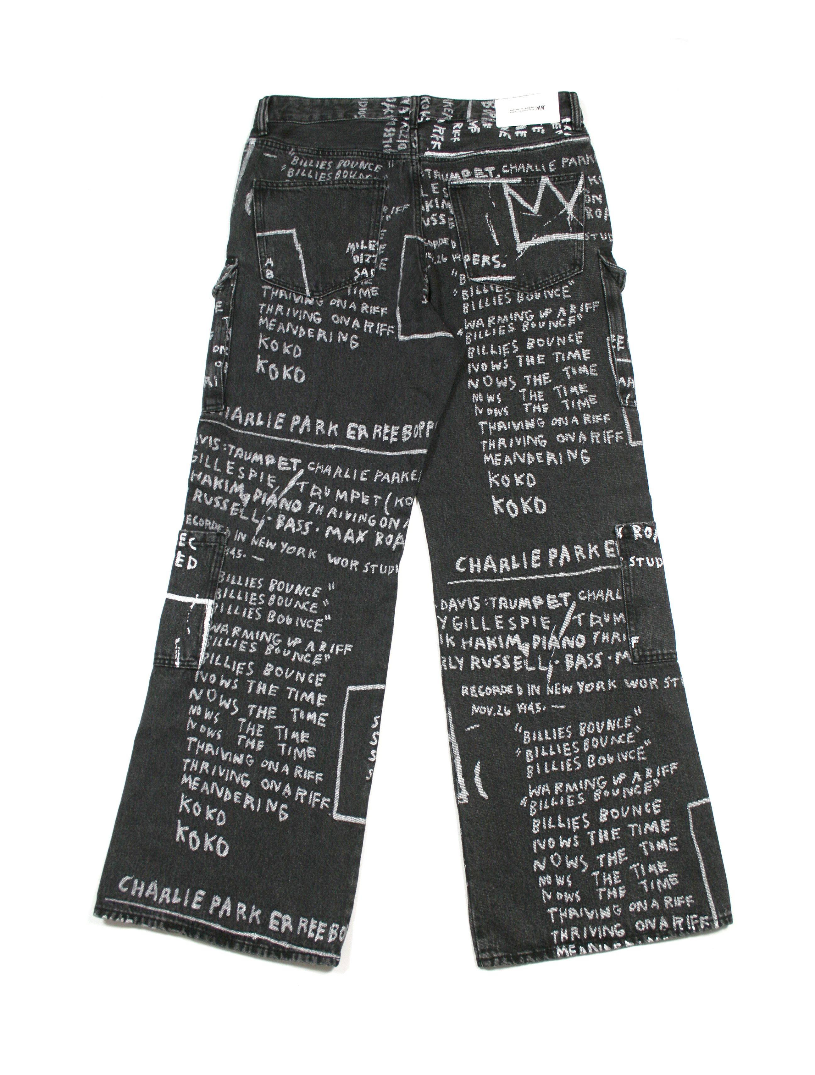 H&M × Jean-Michel Basquiat × Who Decides War Printed All Over Baggy Cargo Jeans Size US 36 / EU 52 - 2 Thumbnail