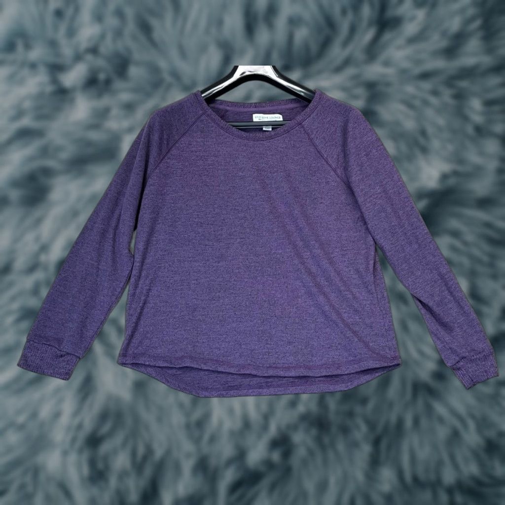 Vintage Live Love Lounge Sweatshirt Womens Purple Size L Pullover Activewear Love 90s? Size L / US 10 / IT 46 - 1 Thumbnail