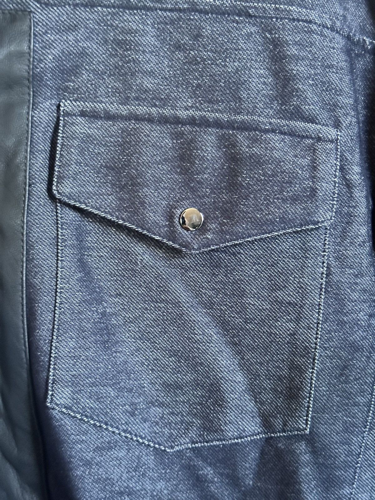Pyer Moss RARE early denim snap button leather patch shirt jacket Size US M / EU 48-50 / 2 - 4 Thumbnail