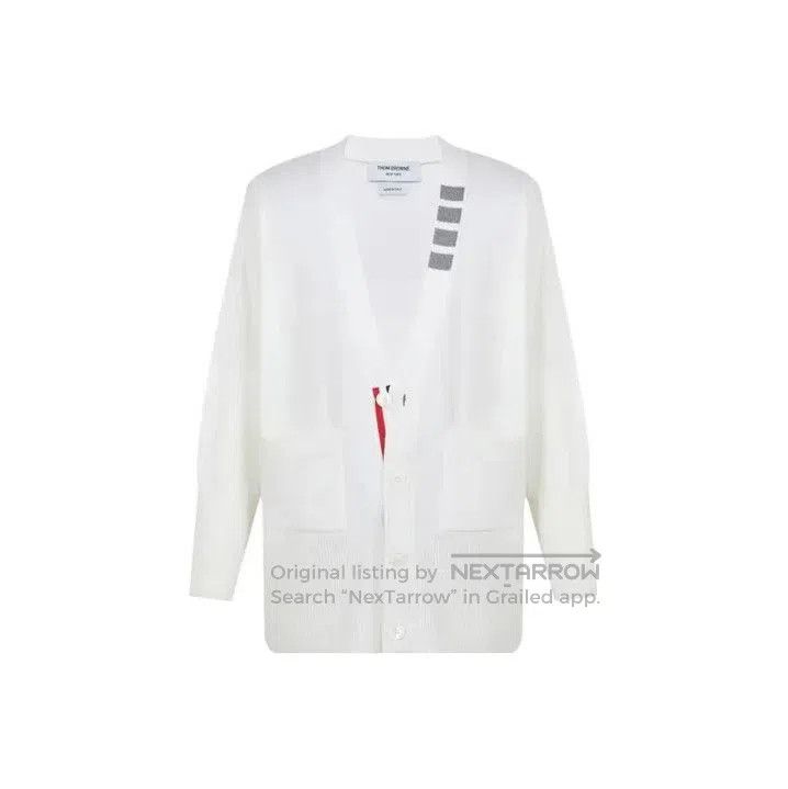 Thom Browne Thom Browne White Long Sleeve Knit Cardigan. Size US S / EU 44-46 / 1 - 1 Thumbnail