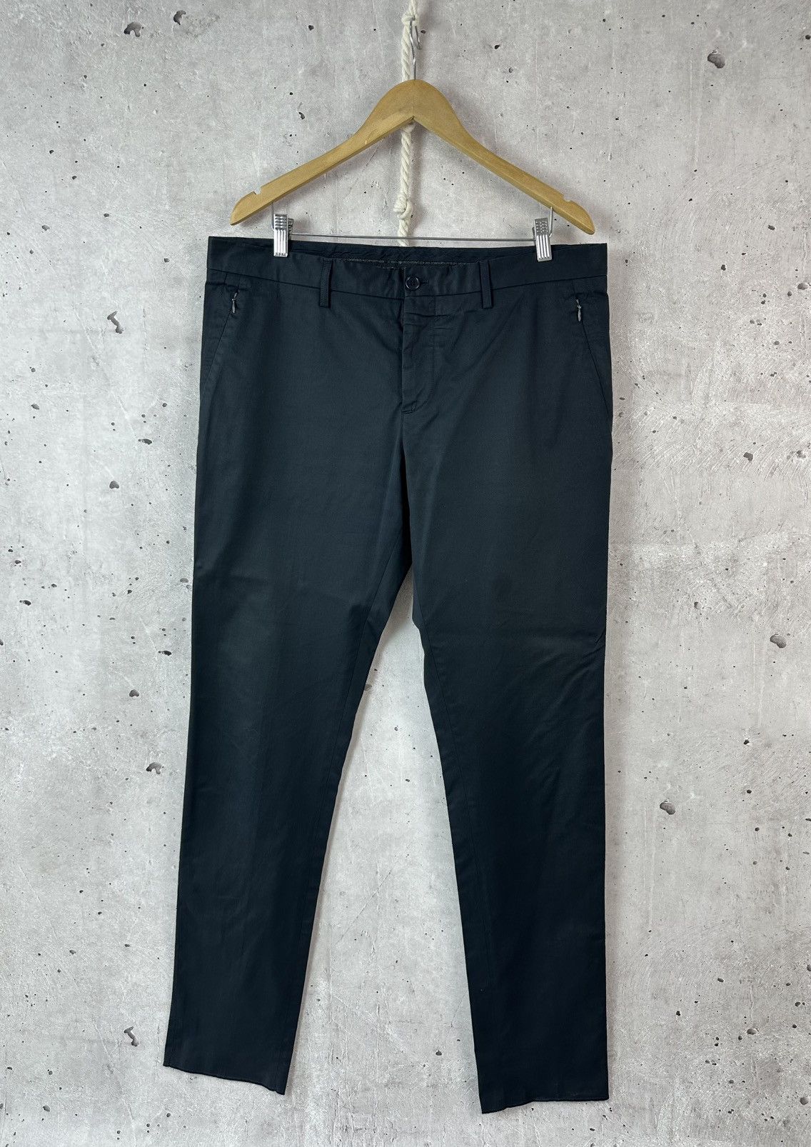 パンツ 90s Dirk Bikkembergs Cotton Pants Dirk Bikkembergs dark blue trousers with semi-attached belt