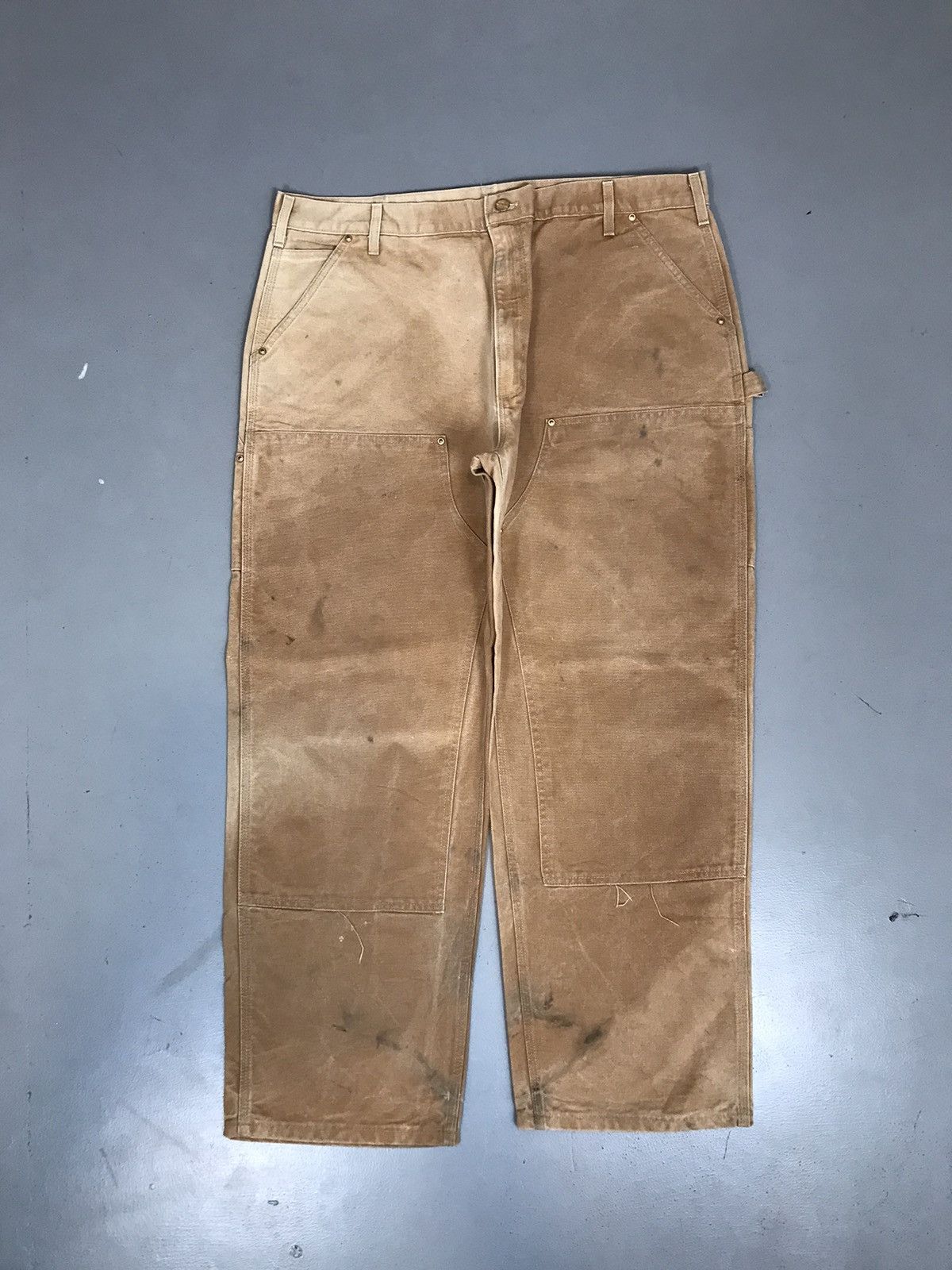 image of Sun Faded Carhartt B01 Brn Double Knee Denim in Beige, Men's (Size 40)