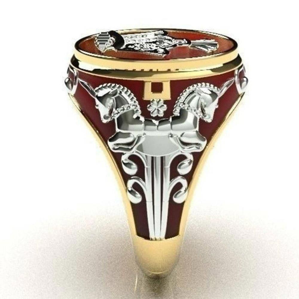 Designer Men's King Horse Two-tone Knight Ring - Size 11 Size ONE SIZE - 2 Thumbnail