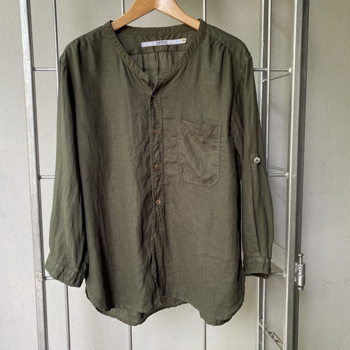 OMNIGOD OMNIGOD Dark Green Roll-Up Sleeve Blouse Size XS / US 0-2 / IT 36-38 - 6 Thumbnail