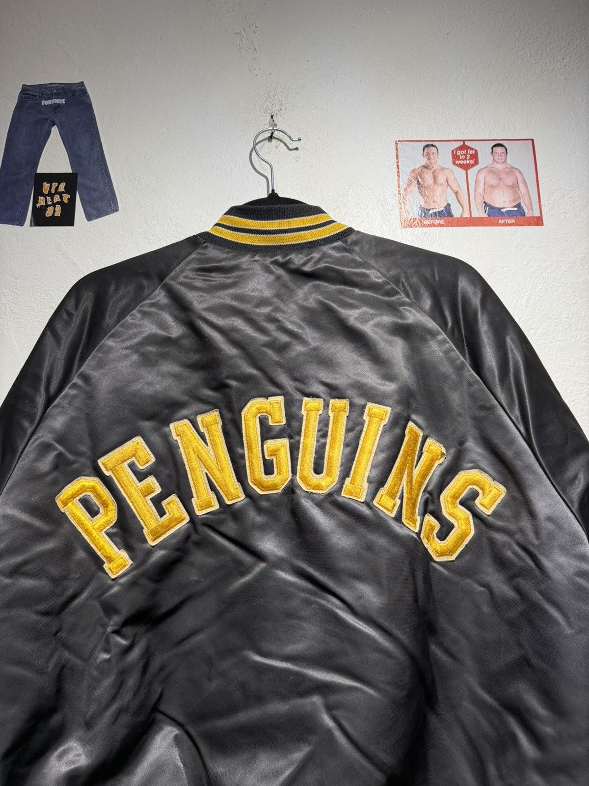 Chalk Line Vintage 90s Pittsburgh Penguins Satin Bomber Jacket Size US L / EU 52-54 / 3 - 16 Thumbnail