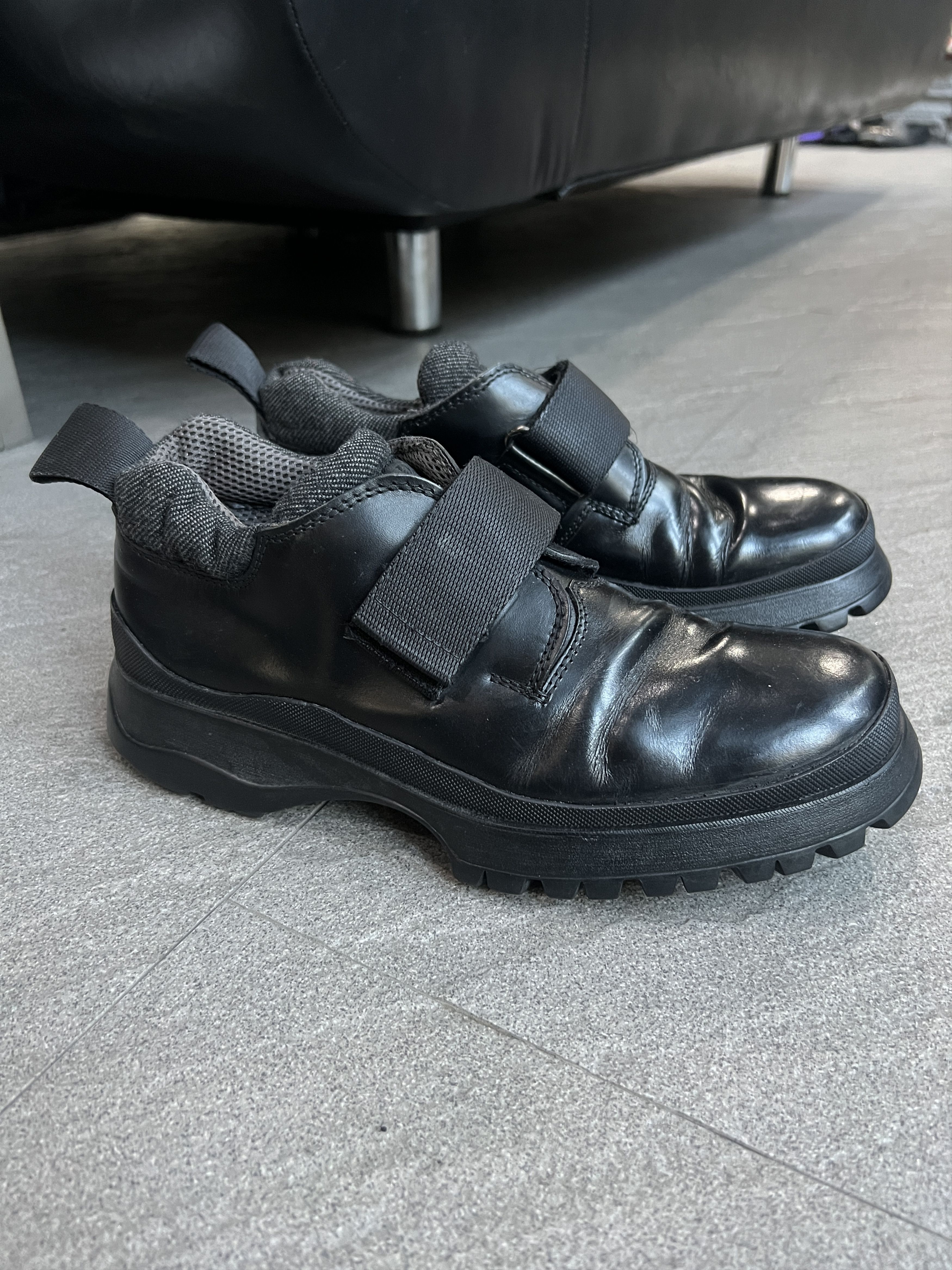 Prada Prada Sport Vibram Strap Chunky Leather Sneakers US 7 Black Size US 7 / EU 40 - 2 Thumbnail