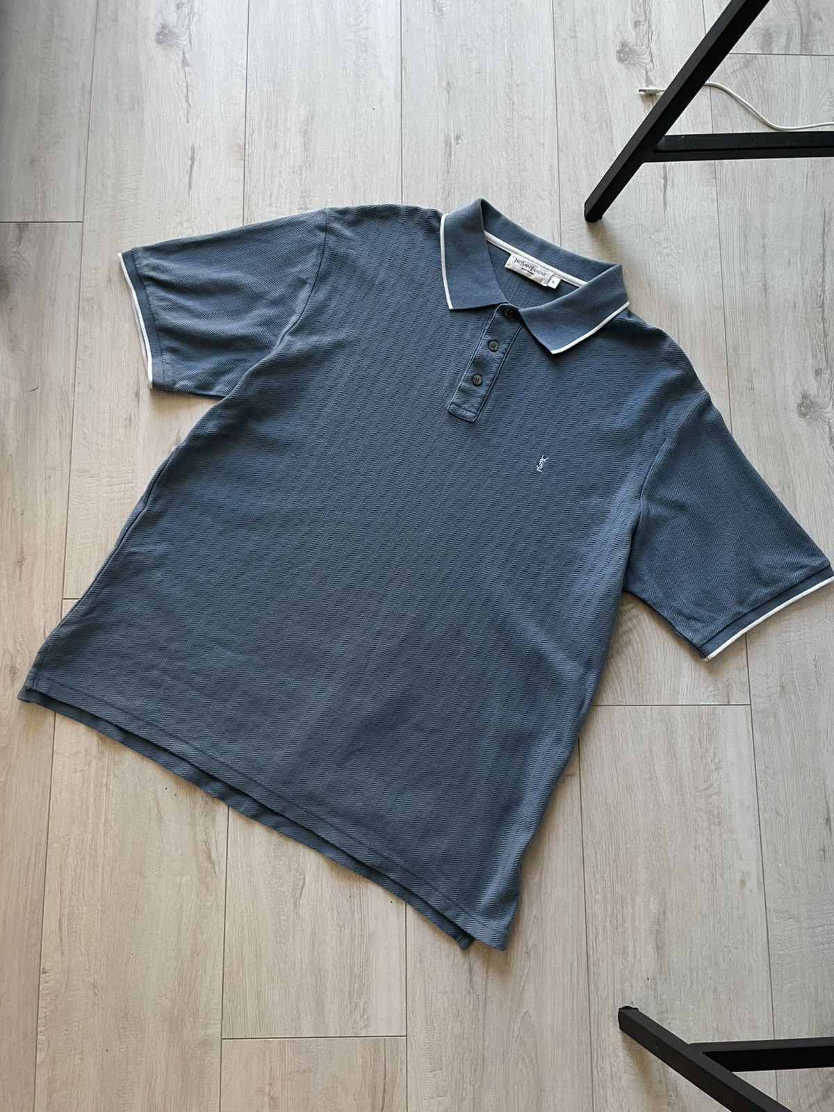 Yves Saint Laurent Vintage Yves Saint Laurent Polos Blue T-Shirt YSL Logo RARE Size US XL / EU 56 / 4 - 3 Thumbnail