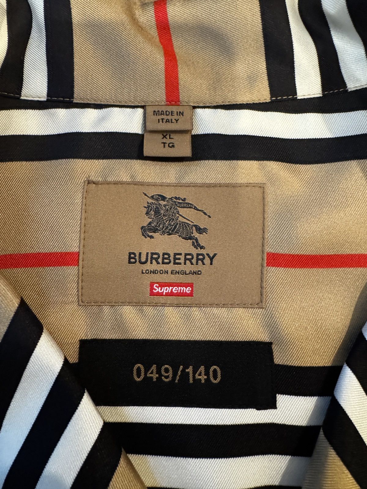 Burberry × Supreme Burberry X Supreme Silk Button Shirt, Size XL Size US XL / EU 56 / 4 - 3 Thumbnail