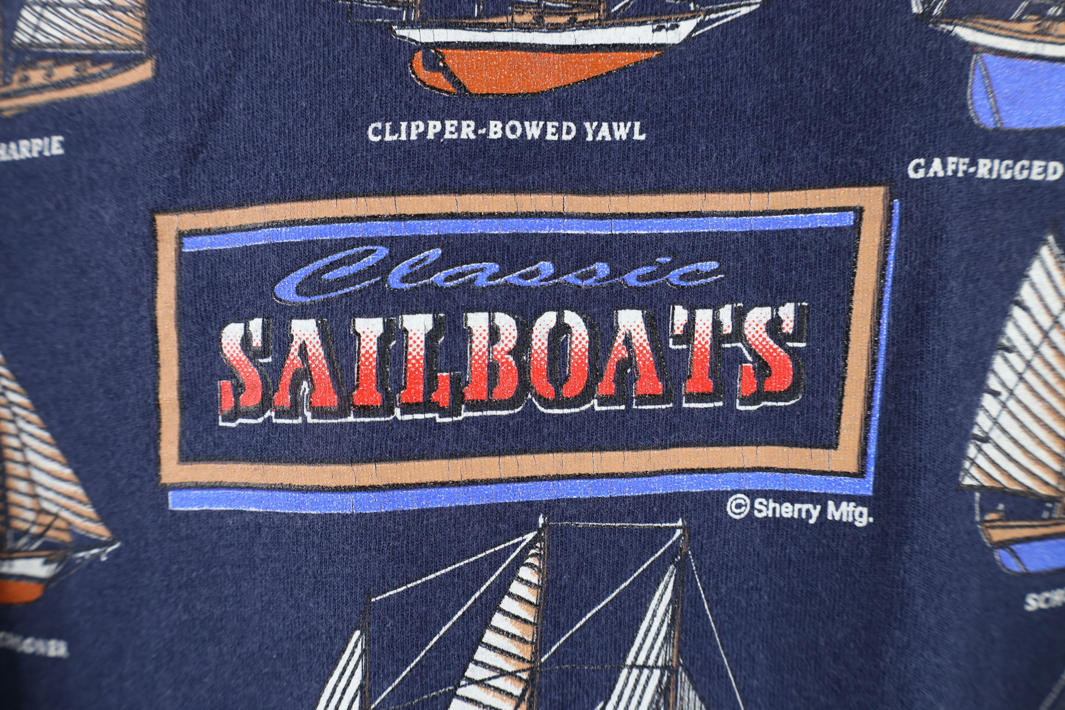 Vintage Vintage 90s Streetwear Classic Sailboats T-Shirt Blue USA Size US XXL / EU 58 / 5 - 9 Thumbnail