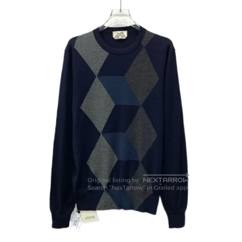 Hermes Hermes Color-blocked diamond pattern cashmere long-sleeve Size US S / EU 44-46 / 1 - 1 Thumbnail