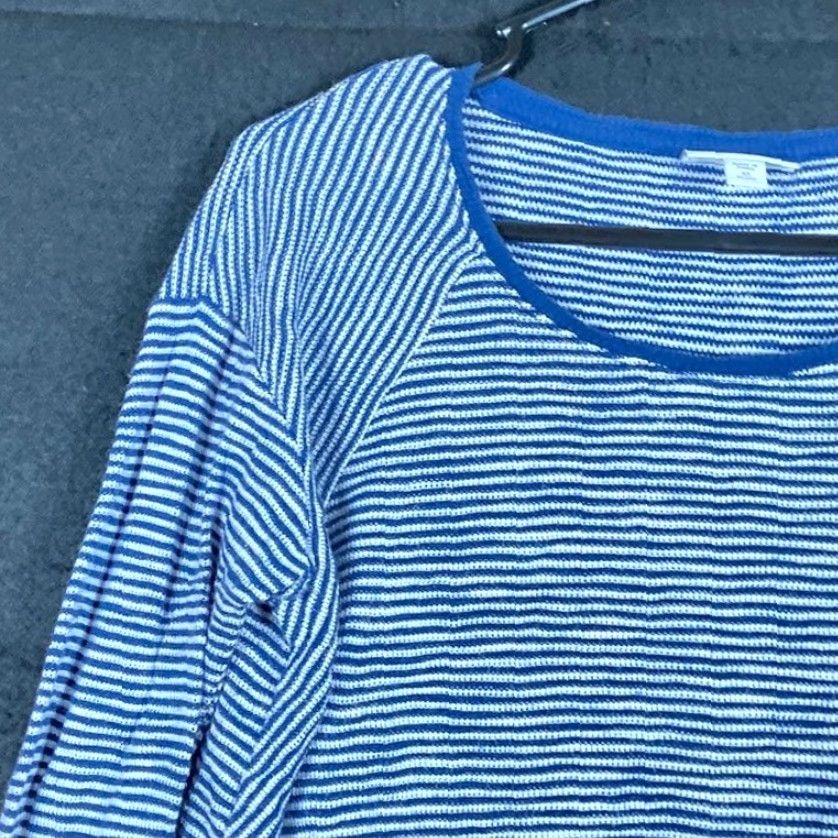 Vintage J Jill Womens Sweater Blue Striped Crew Neck Long Sleeve Modal Blend XS Petite Knit Pullover Shirt Size XS / US 0-2 / IT 36-38 - 4 Thumbnail