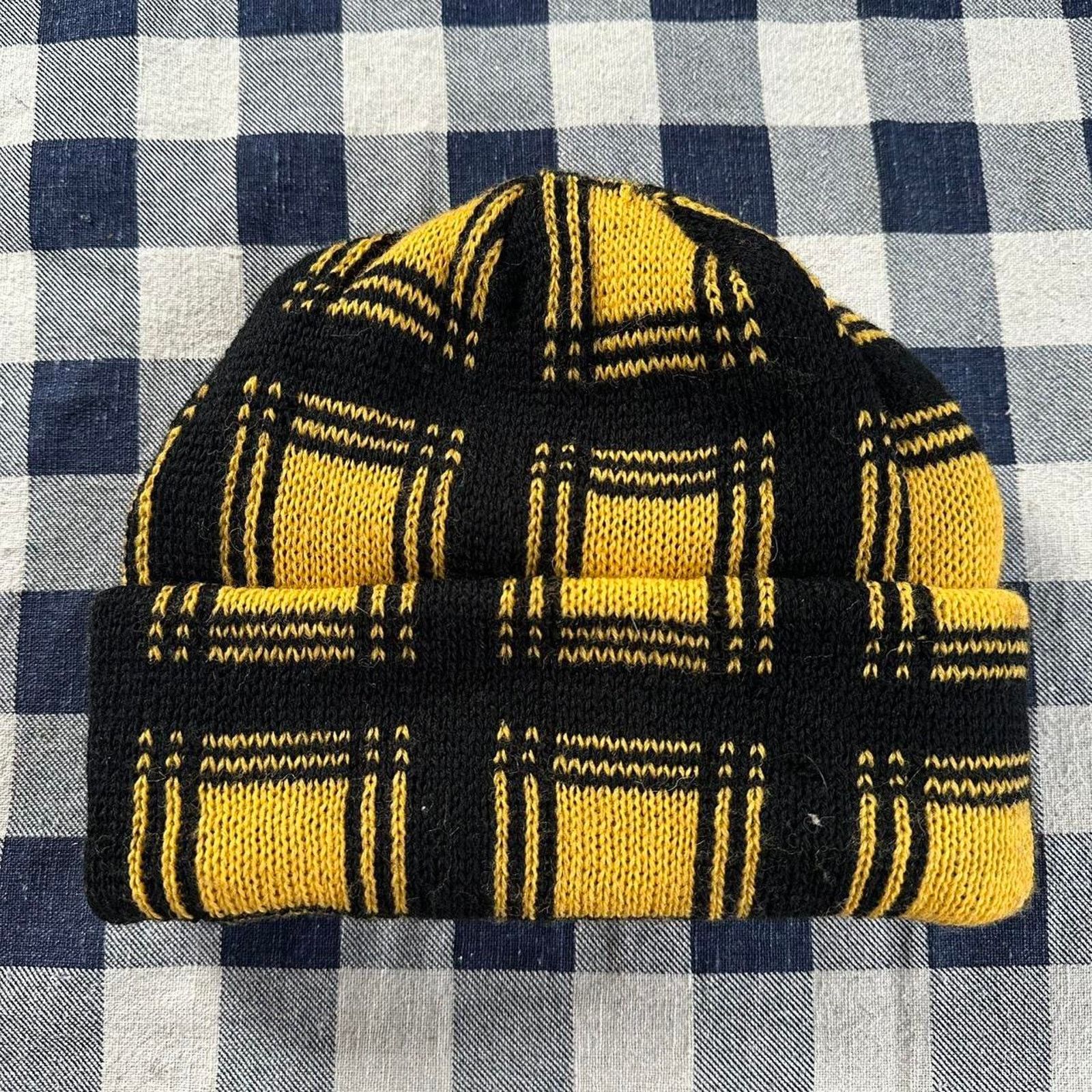 Pendleton × Vintage Vintage 80s Chunky Checkered Pendleton Wool Ski Beanie Hat Size ONE SIZE - 4 Thumbnail