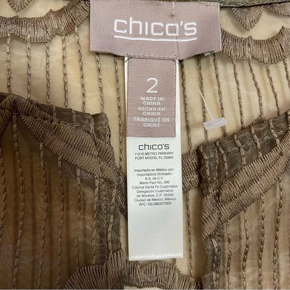 Chicos New Chico's Brown Lace Open Front Jacket Bolero Size 2 US L Size L / US 10 / IT 46 - 6 Thumbnail