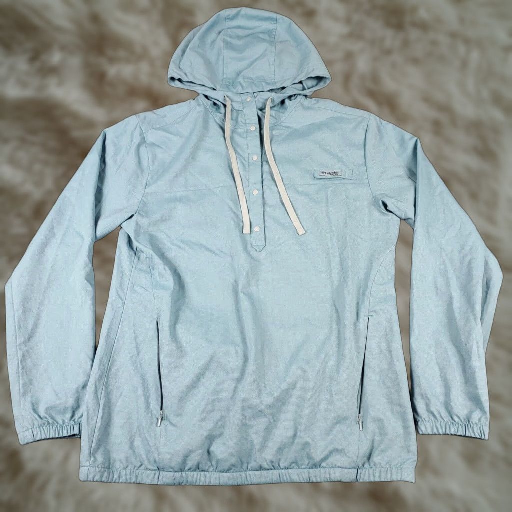 Vintage Columbia Windbreaker Jacket Womens Medium Blue Hooded Pullover All Seasons Size M / US 6-8 / IT 42-44 - 1 Thumbnail