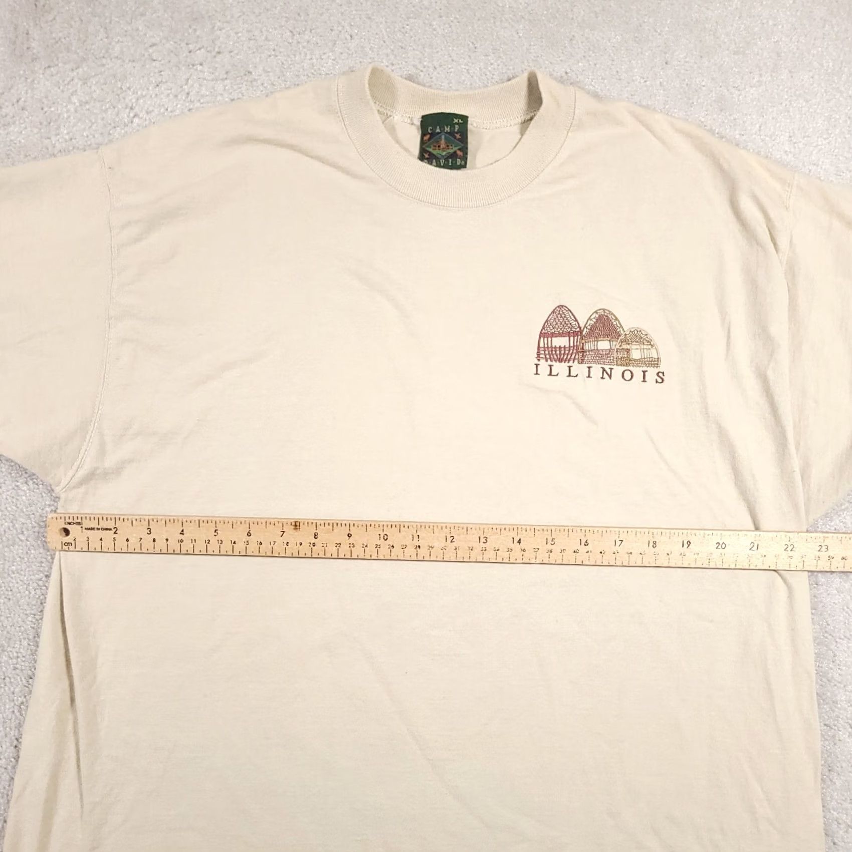 Vintage VINTAGE Camp David T Shirt Mens XL Ivory Embroidered Illinois Tee 90s Size US XL / EU 56 / 4 - 7 Thumbnail