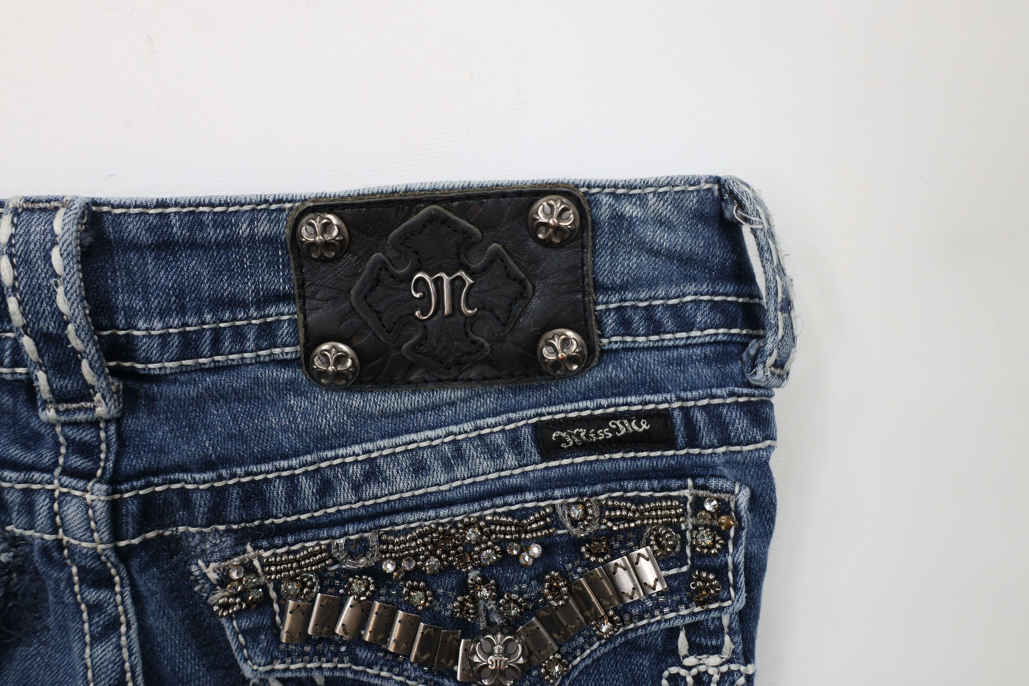 Miss Me × Vintage Miss Me Thick Stitch Jeweled Bootcut Denim Jeans Blue Size 28" / US 6 / IT 42 - 16 Thumbnail