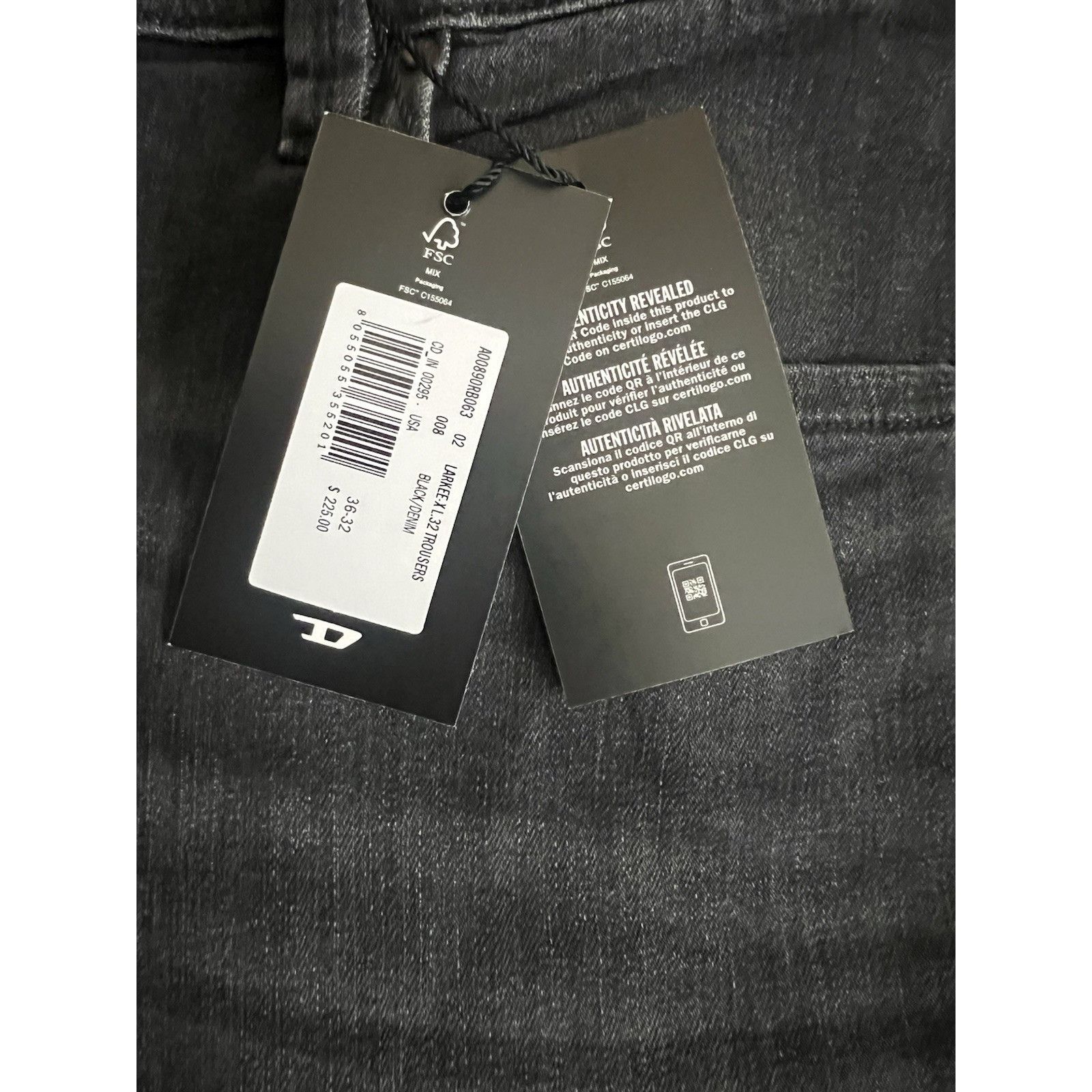 Diesel Diesel Mens Jeans Larkee Straight RB063 Black Size 36/32 Size US 36 / EU 52 - 7 Thumbnail
