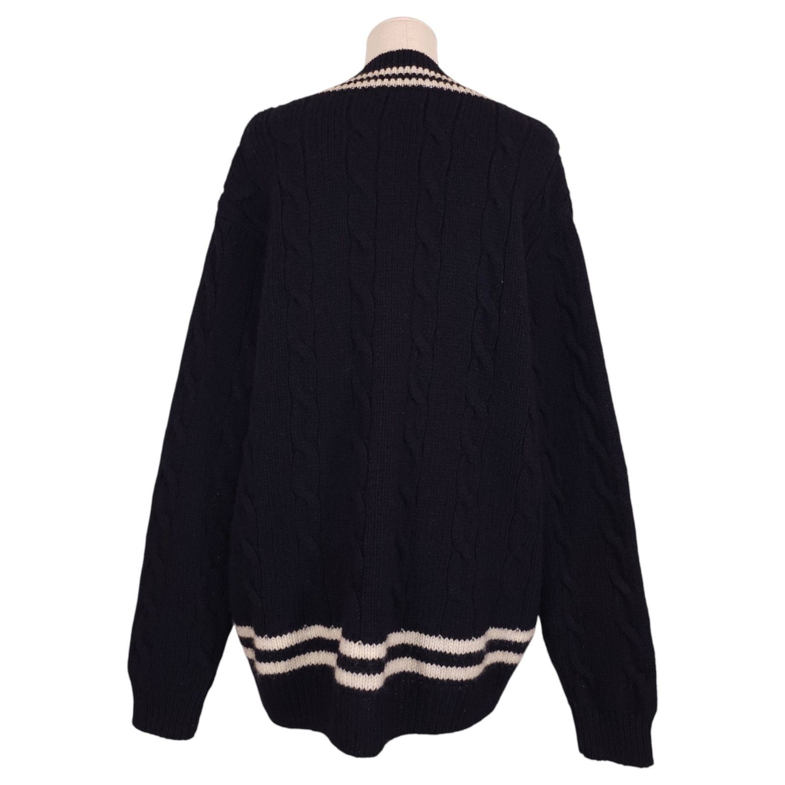 Brandy Melville Brandy Melville Varsity Stripe Navy Blue Wool Sweater Size ONE SIZE - 3 Thumbnail