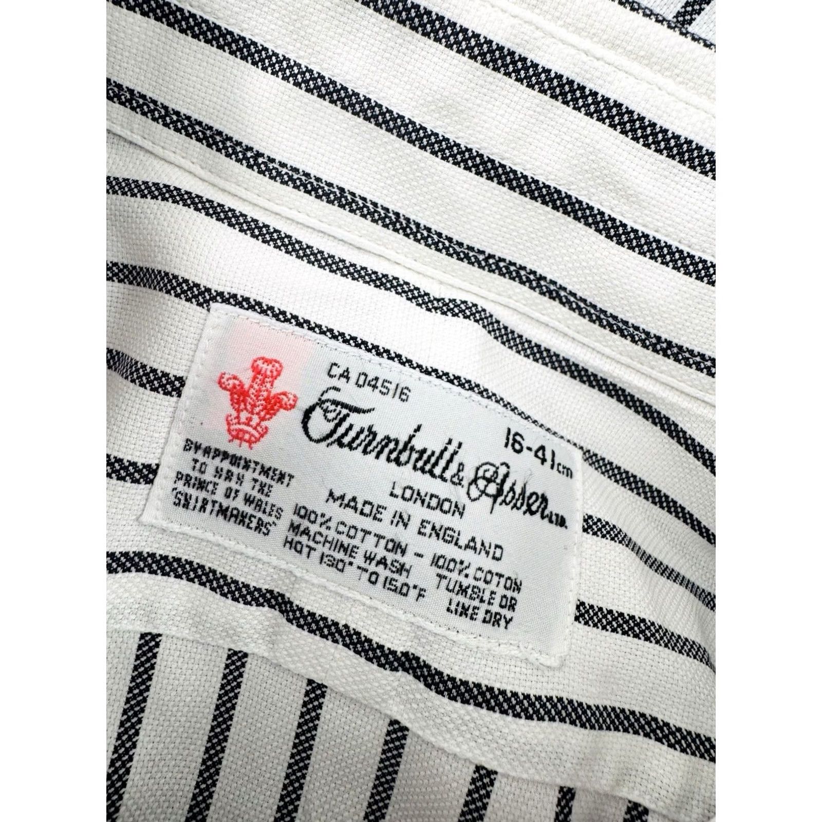 Turnbull & Asser TURNBULL & ASSER Striped Dress Shirt Mens 16 41 White / Black Button-Up Long Sleeve Shirt Mens Shirts 16 41 Size 42R - 5 Thumbnail