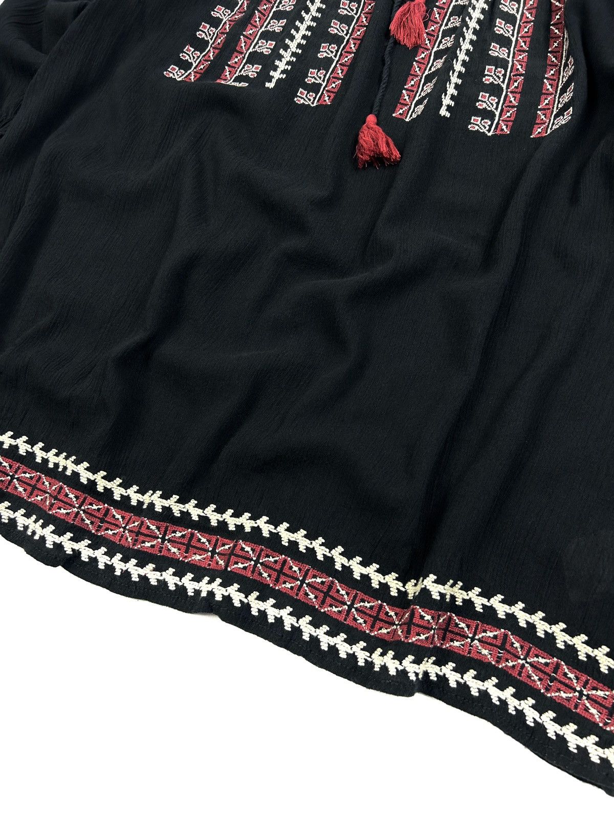 Denim & Supply Ralph Lauren Rare Ralph Lauren Denim Supply Blouse Black Embroidery Boho Size XXS / US 00 / IT 34 - 7 Thumbnail
