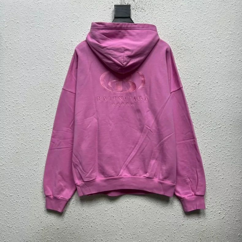 Balenciaga Balenciaga Pink Front and Back Embroidered Hoodie Sweatshi Size US M / EU 48-50 / 2 - 2 Thumbnail