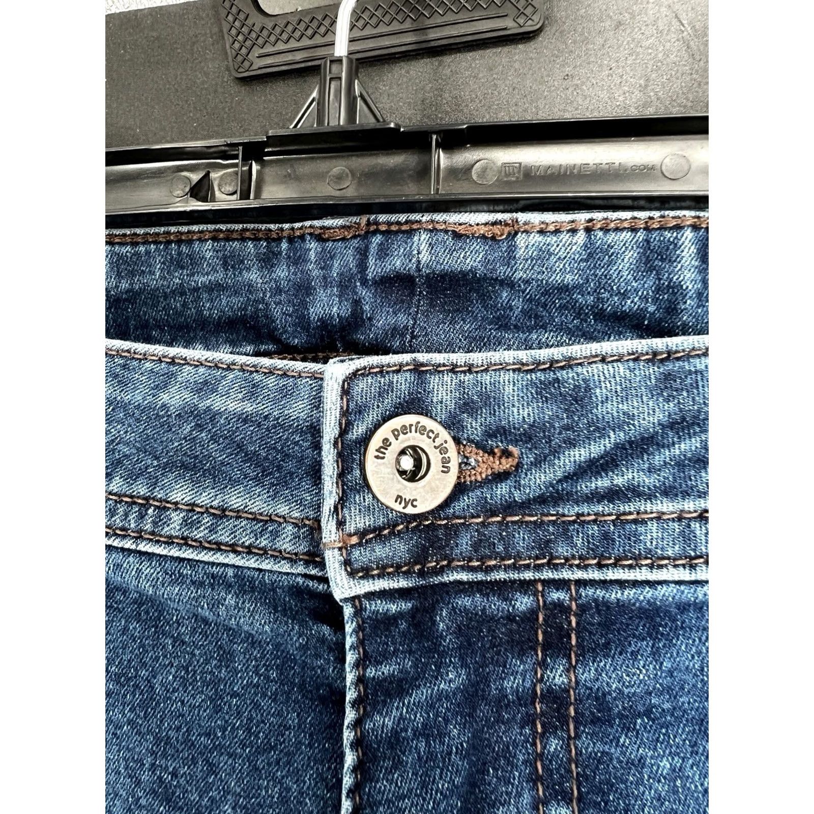 Denime the perfect jean nyc Jeans Men 44x30 Athletic Fit Stretch Straight Blue Denim 5-Pocket Zip Button Closure Regular Size Mens Size US 44 / EU 60 - 2 Thumbnail