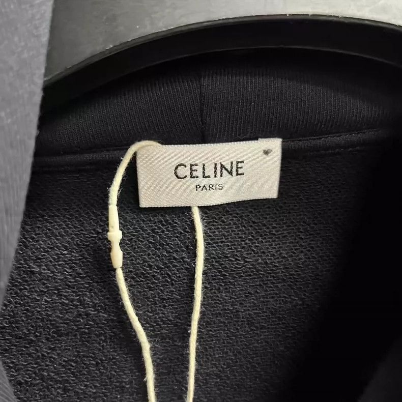 Celine Celine Black Logo Hoodie With Drawstring Size US XS / EU 42 / 0 - 3 Thumbnail
