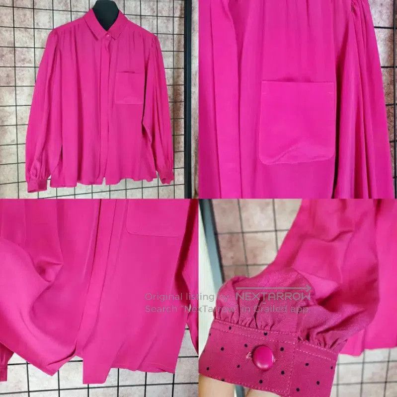 Dior Dior Pink Silk Dot Long Sleeve Blouse . Size M / US 6-8 / IT 42-44 - 2 Thumbnail