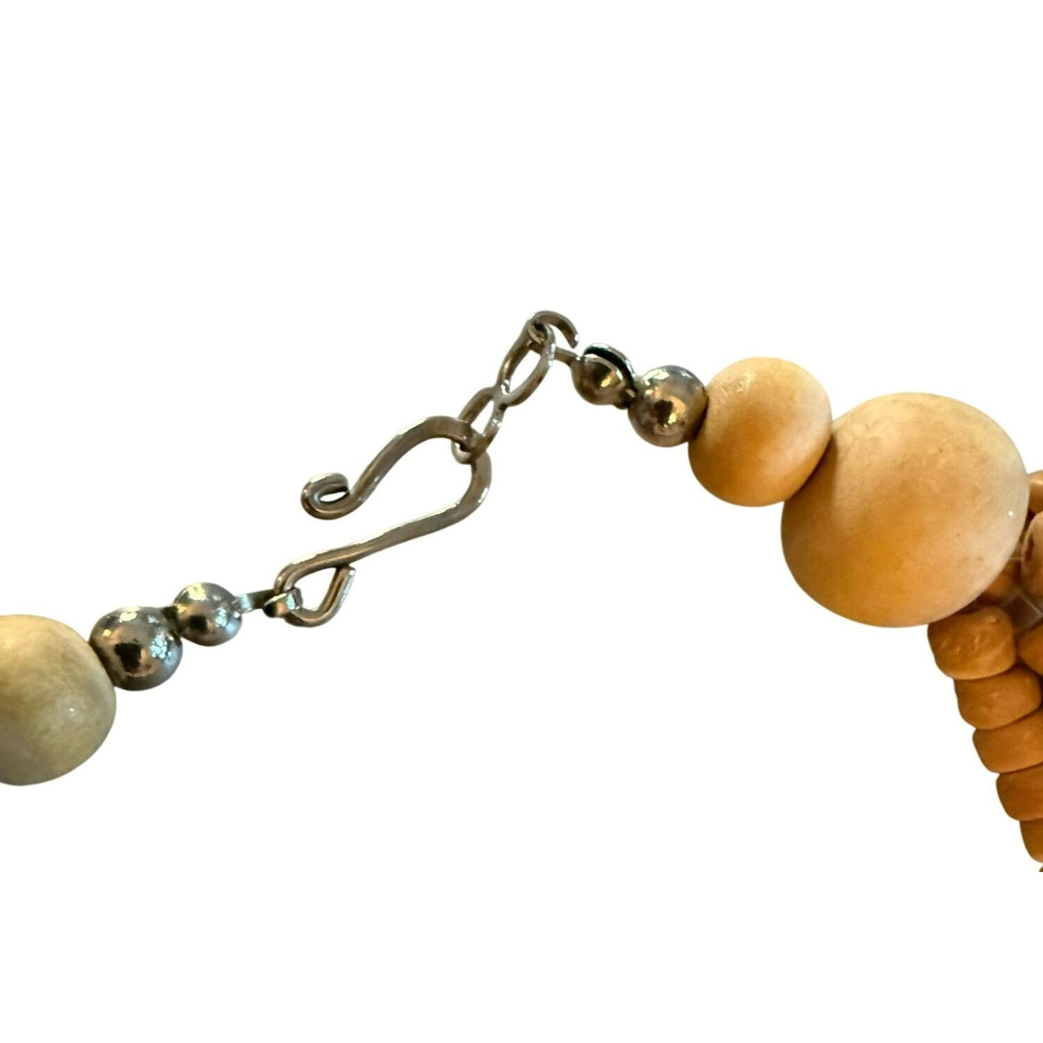 Other Handcrafted Multi-Strand Natural Beige Wooden Boho Beaded Ne Size ONE SIZE - 5 Thumbnail