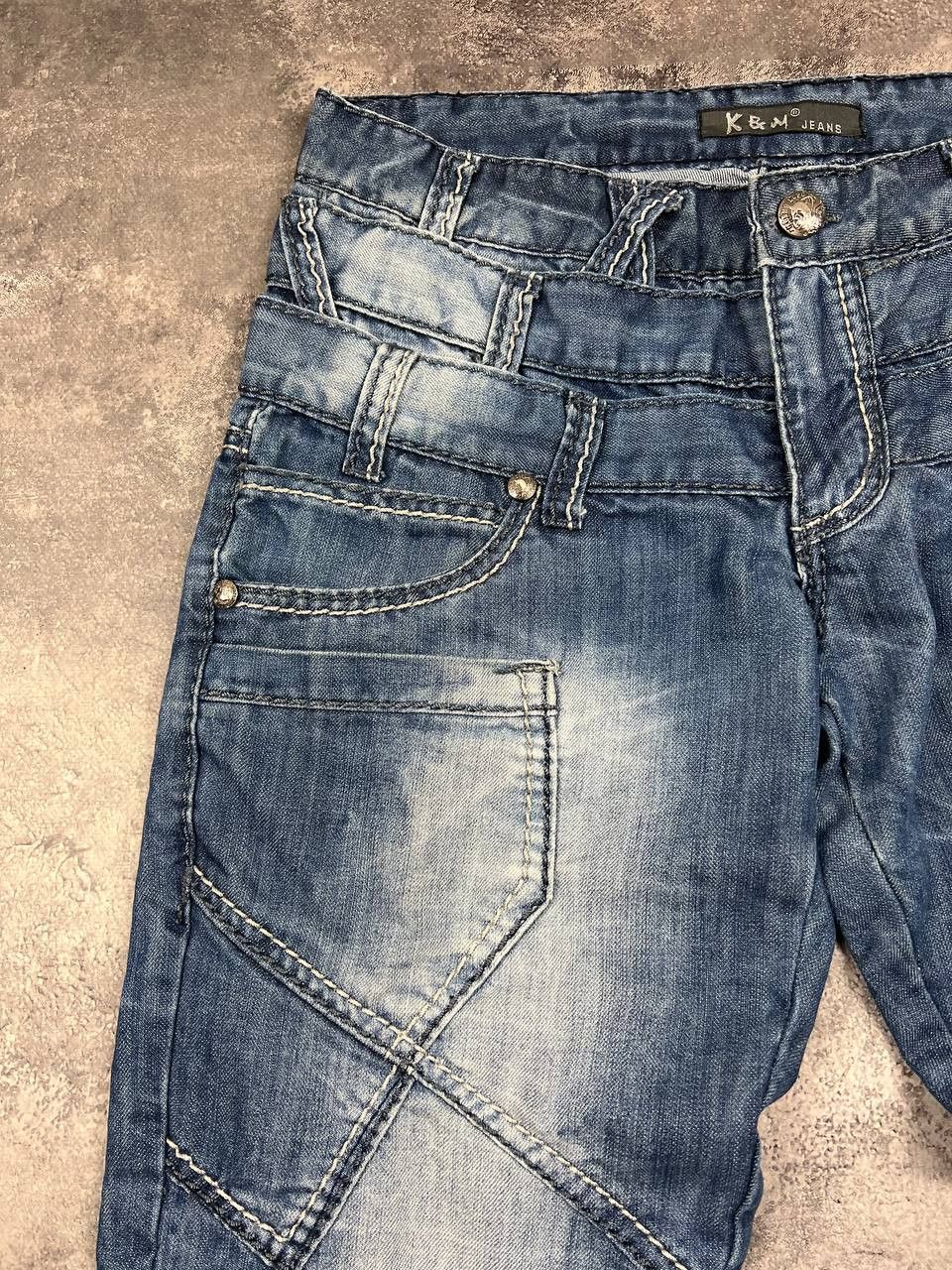 Vintage Kosmo Lupo Belted Denim Jeans Rare Big Logo Y2K Avant Garde Size US 31 - 2 Thumbnail