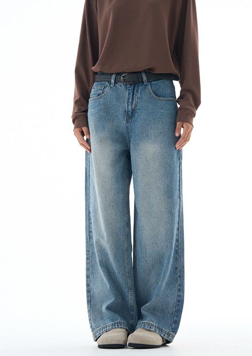 Japanese Brand Men's American-Style Retro Loose-Fit Washed Denim Jeans Size US 32 / EU 48 - 4 Thumbnail