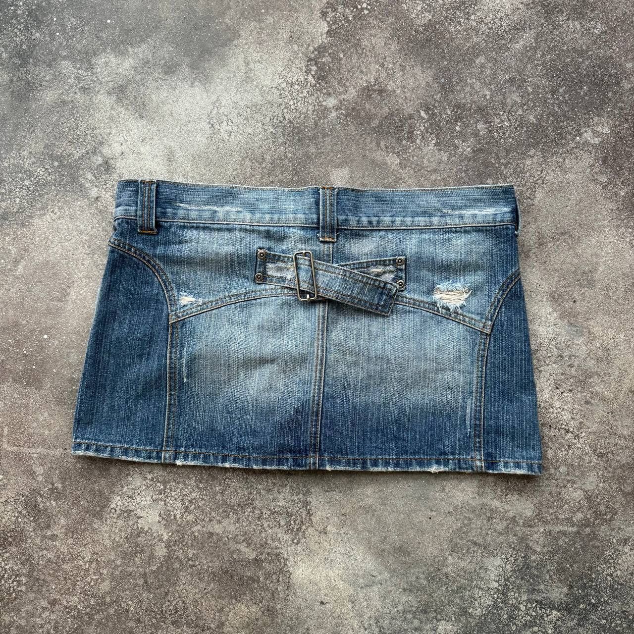 Hysteric Glamour Opium Y2K Bondage Distressed Washed Denim Mini Skirt Size 32" / US 10 / IT 46 - 3 Thumbnail