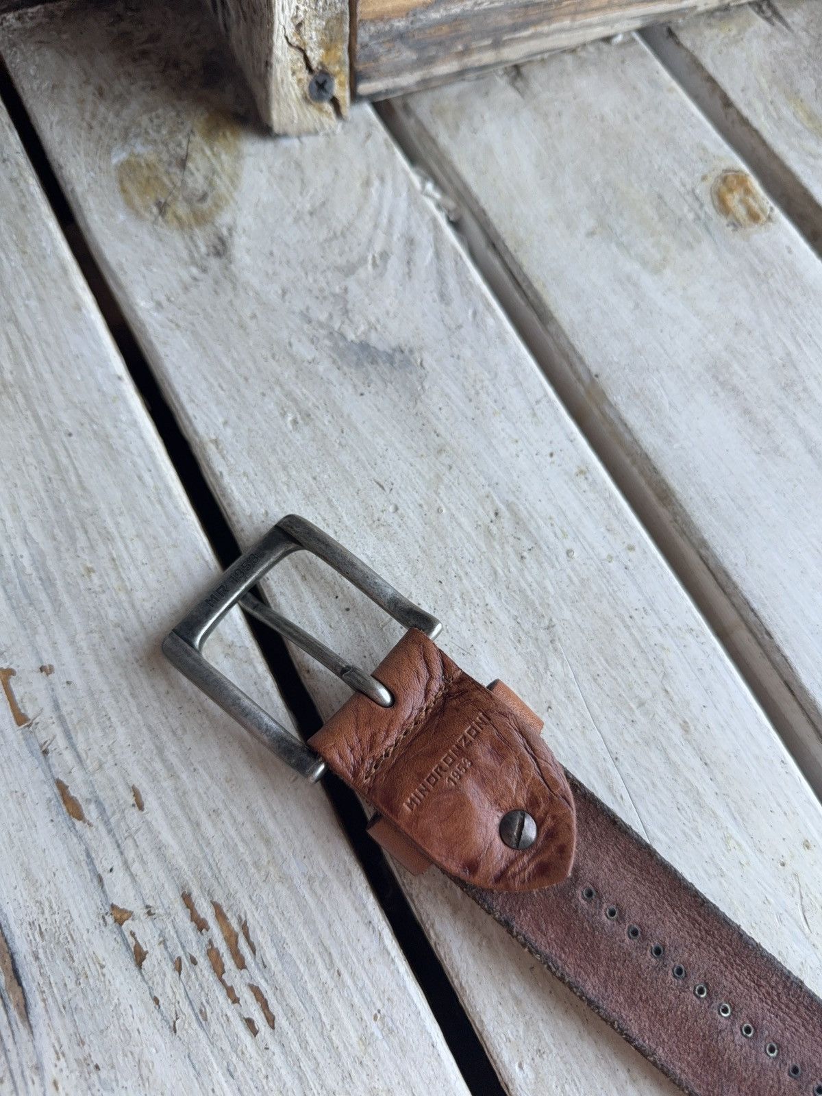Leather Miron Ronzoni Italy Brown Leather Belt Studded Vintage Size ONE SIZE - 8 Thumbnail